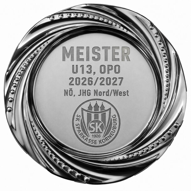 Meisterteller, Metall, 4 Größen, Gravur od. Druck