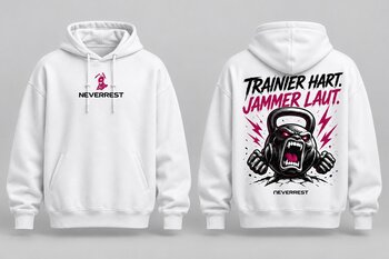 NEVERREST MOON Hoodie – Trainier hart. Jammer laut.