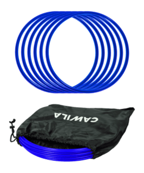 Cawila ACADEMY Koordinationsringe Set L | 6 Ringe + 5 Clips| blau | Größe 70cm