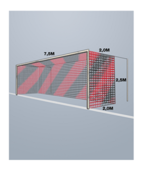 Cawila PRO Tornetz PPM 4MM M120 | 7,50 x 2,50m | 2,0 x 2,0m rot/schwarz